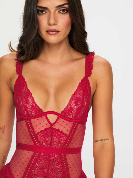 Ann Summers Entice me crotchless teddy in red, 2 of 3