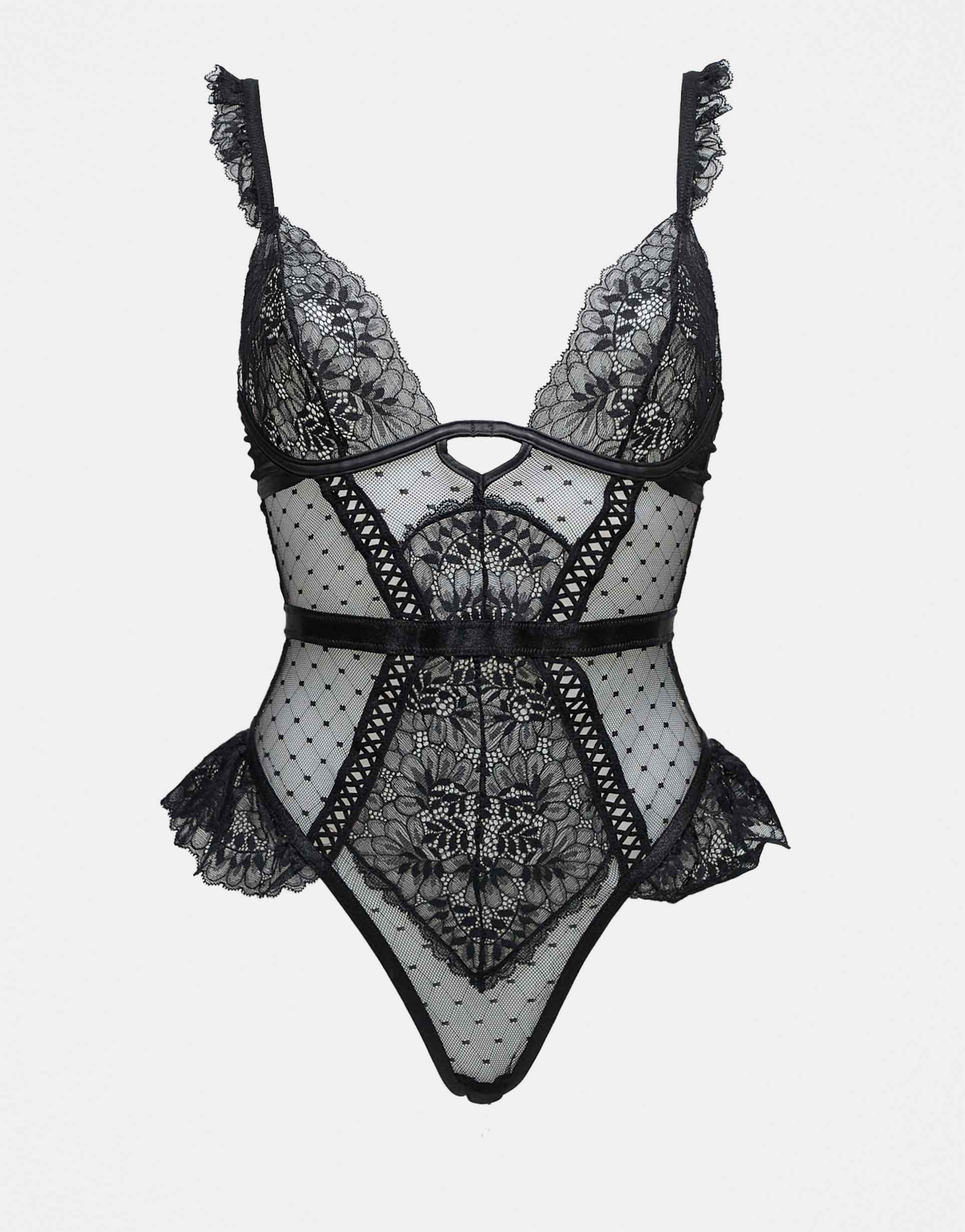 ann summers entice me fold over teddy bodysuit in black