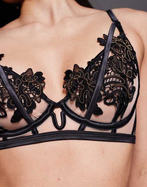 Ann Summers - Enticement - Bh met diep decolleté zonder vulling in zwart, 3 van 4