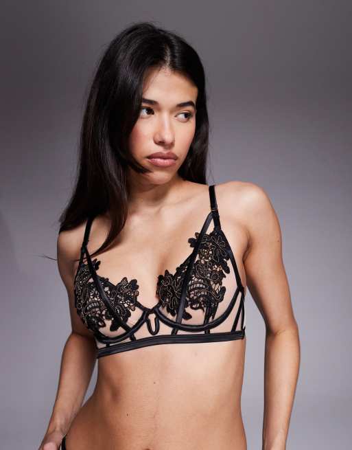 Ann Summers – Enticement – Niewyściełany czarny biustonosz z głębokim dekoltem, 4 z 4
