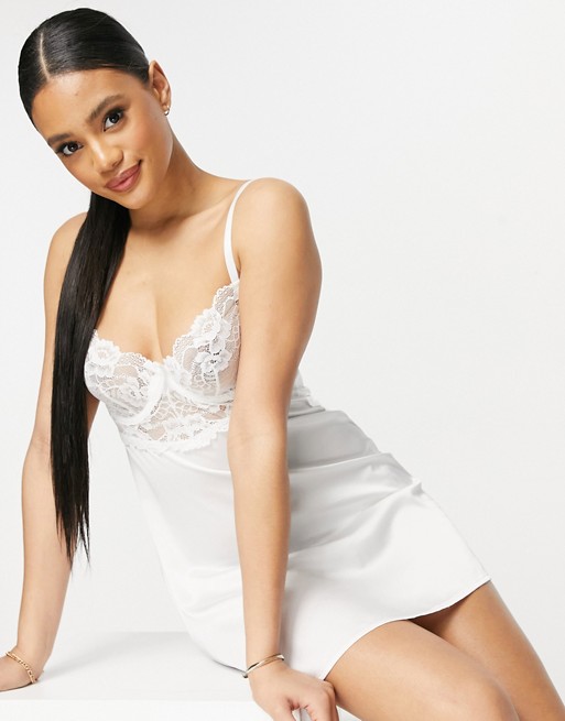 Ann Summers Enticing lace and satin detail chemise in ivory