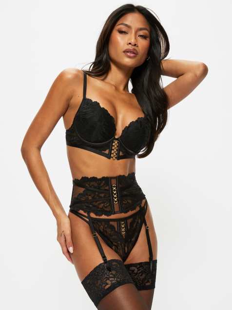 Ann Summers Ever yours lace padded plunge bra in black - view 1
