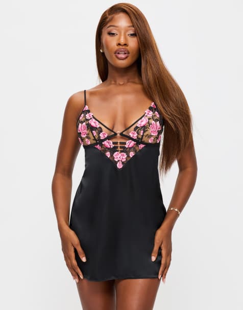 Ann Summers Everlasting love chemise in black/pink - view 1