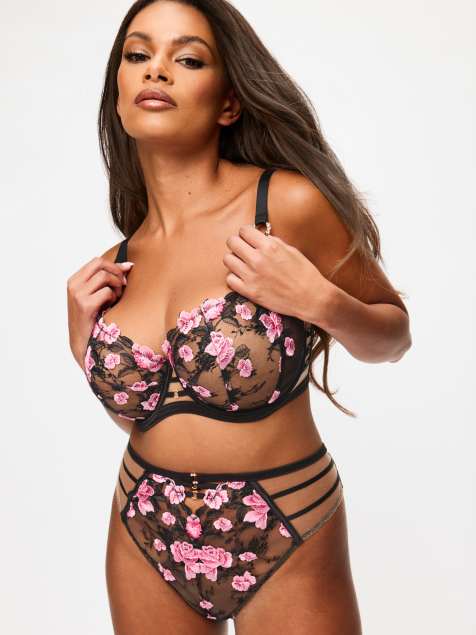 Ann Summers Everlasting love fuller bust non padded balcony bra in black/pink - view 1