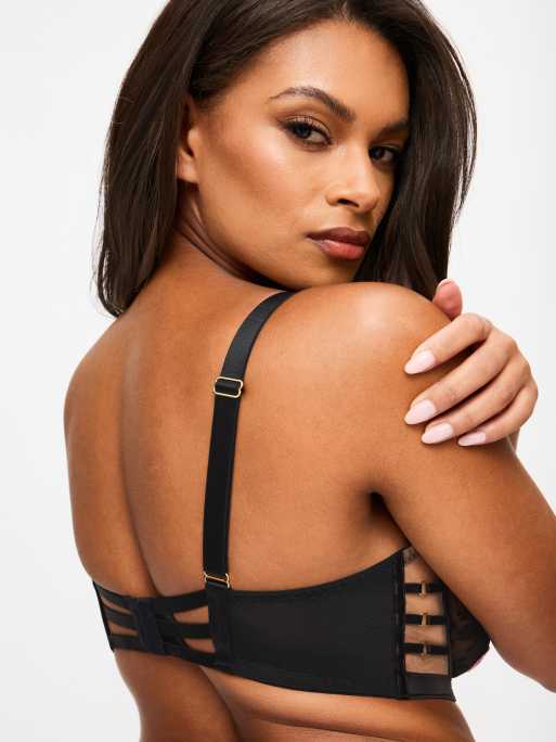 Ann Summers Everlasting love fuller bust non padded balcony bra in black/pink, 2 of 2