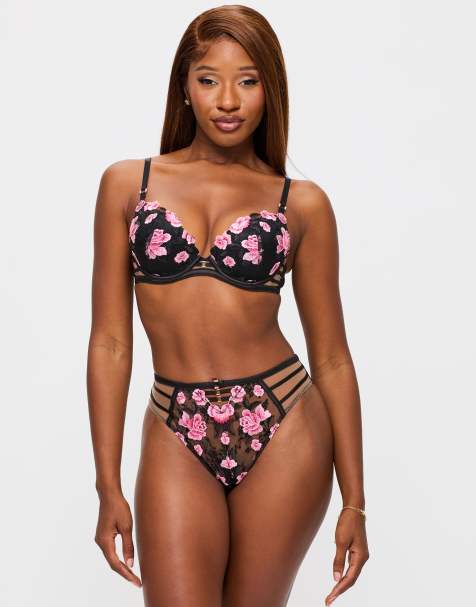 Ann Summers Everlasting love high waist brazilian in black/pink - view 1