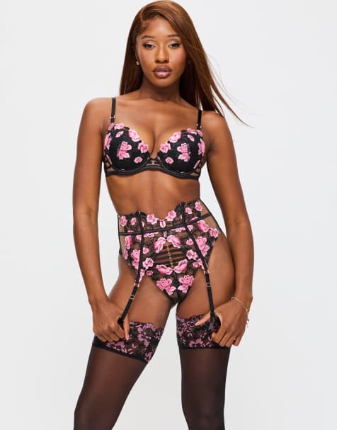 Ann Summers Everlasting love lingerie set in black & pink - view 1