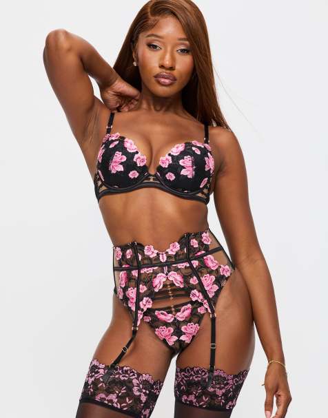 Ann Summers Everlasting love waspie in black/pink - view 1