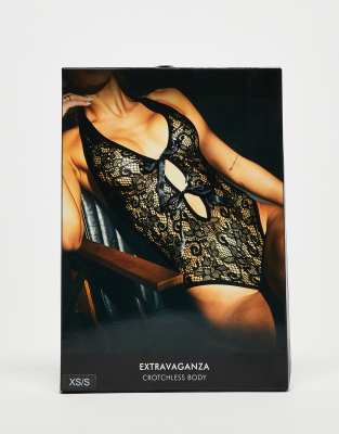 Ann Summers Ann Summers Extravaganza crotchless body in black - BLACK