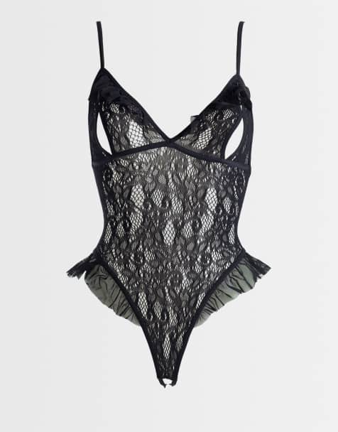 Ann Summers Extravaganza crotchless Teddy Bodysuit in black - BLACK - view 1