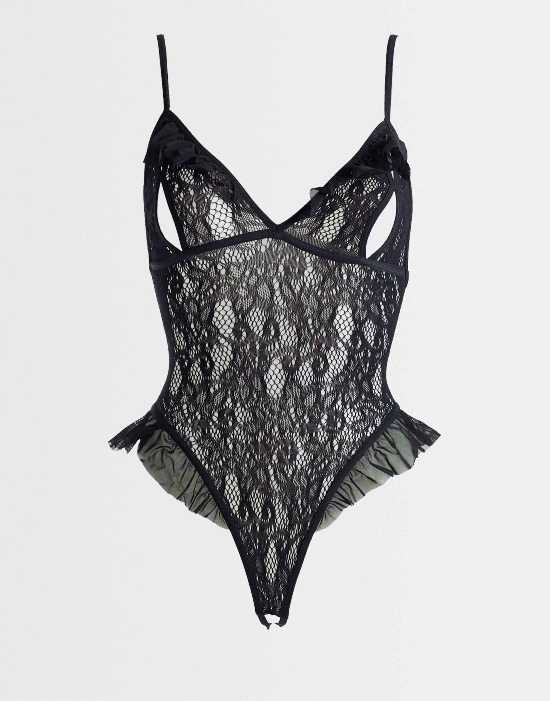 ann summers extravaganza crotchless teddy bodysuit in black