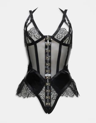 Ann Summers Ann Summers Exuberant Crotchless Teddy bodysuit in black - BLACK