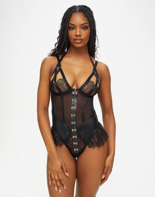 Ann Summers Exuberant Crotchless Teddy In Black
