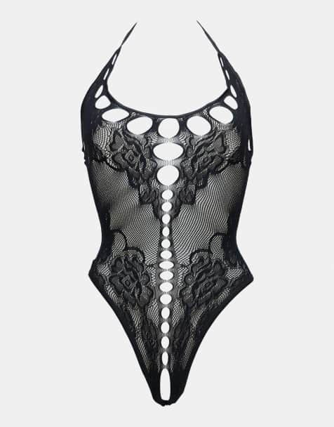 Ann Summers Falling For You crotchless body in black - view 1