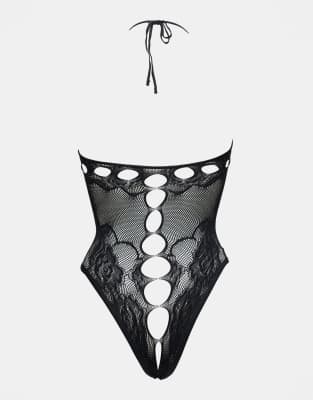 Ann Summers Falling For You Crotchless Bodysuit In Black