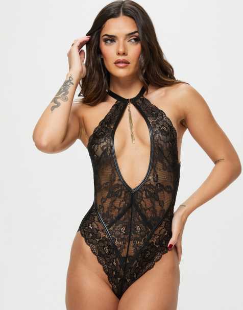 Ann Summers Fascinate crotchless body in black - view 1