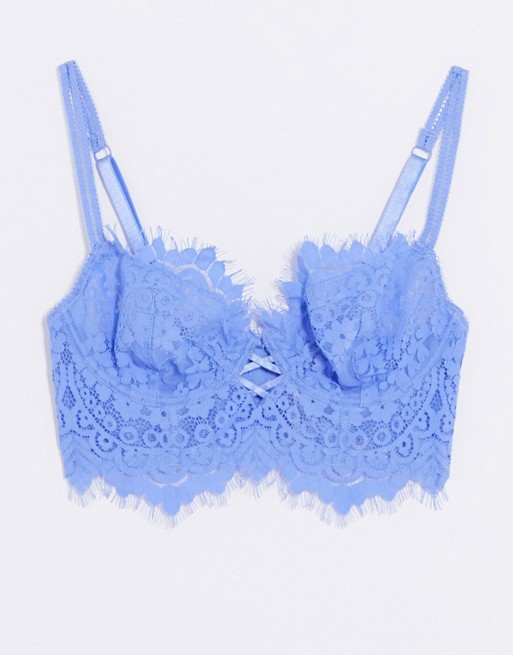Ann Summers Fearless longline lace bra in blue