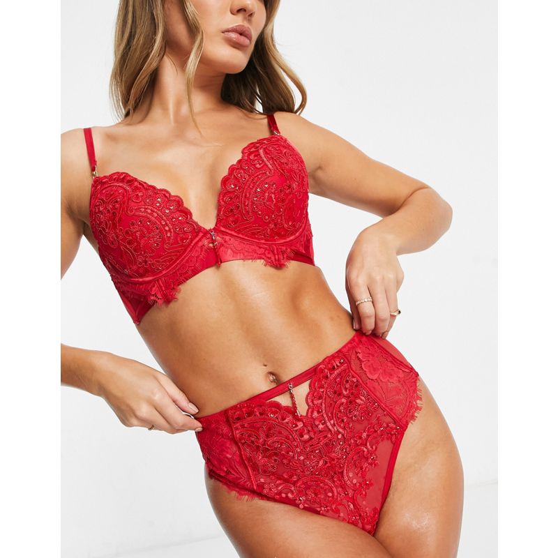 8D9dL Intimo e abbigliamento notte Ann Summers - Fiercely - Completo intimo seducente rosso con paillettes e pizzo