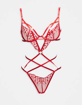 Ann Summers - Flames Of Passion - Body in Rot mit offenem Schritt
