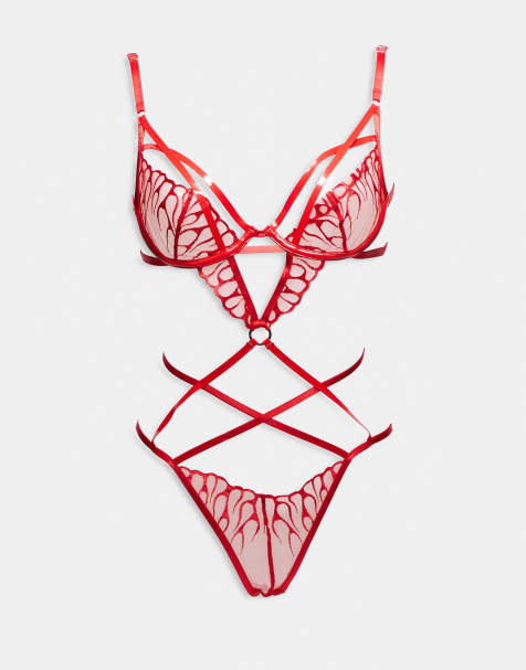 Ann Summers Flames Of Passion crotchless body in red - view 1