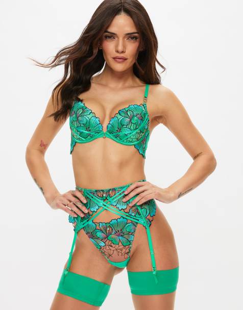 Ann Summers Fluorescence padded plunge bra in bright green - view 1