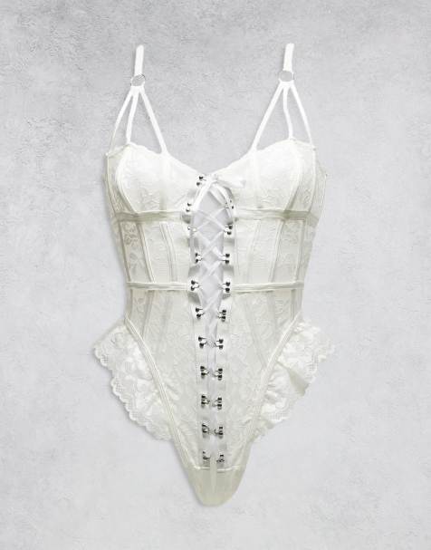 Ann Summers – För bruden – Boudoir Tease – Elfenbensvit body utan gren - view 1