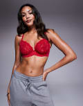 [Ann Summers] Ann Summers Fuller Bust Sexy Lace non padded plunge bra in red 36H RED