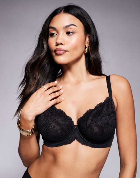 Ann Summers – Fylligare byst – Sexy – Svart, ovadderad behå av spets med djup urringning - view 1