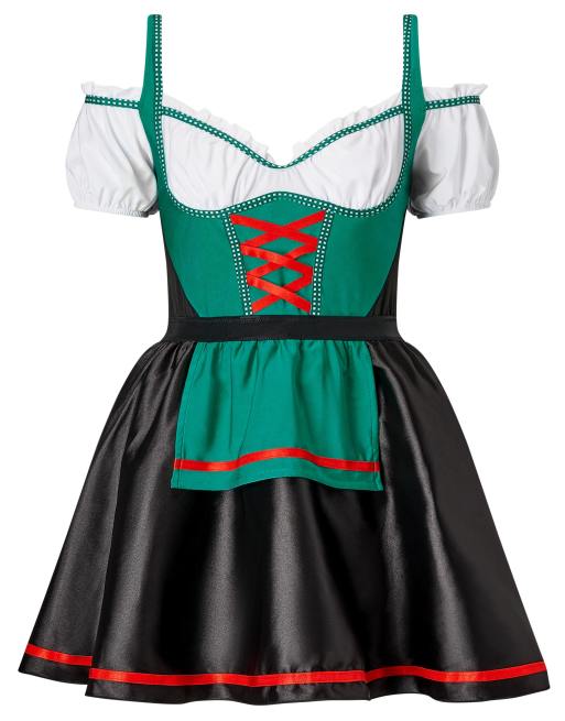Ann Summers Halloween beer maid sexy costume with apron in dark green, 4 of 4