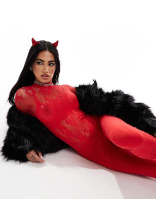 Ann Summers Halloween Flaming Desire jumpsuit in red