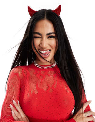 Ann Summers - Halloween - Haarreif in Rot mit Teufelshörnern und Strassbesatz