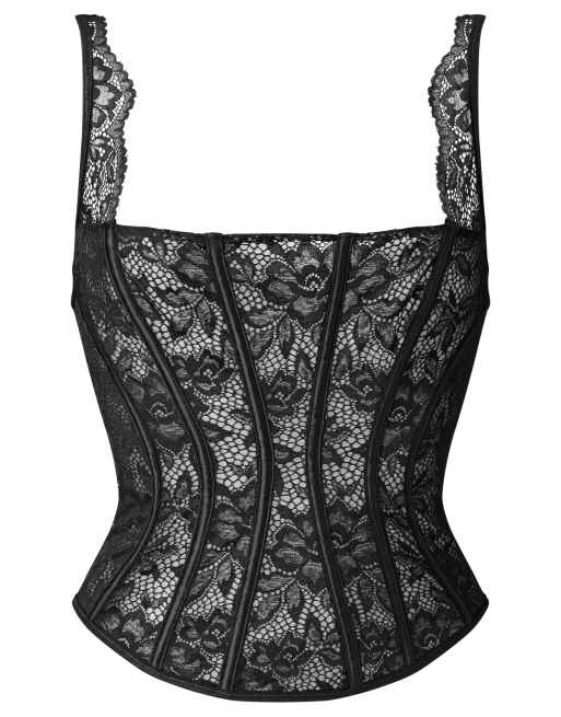 Ann Summers Halloween Modern muse lace corset top in black, 2 of 4