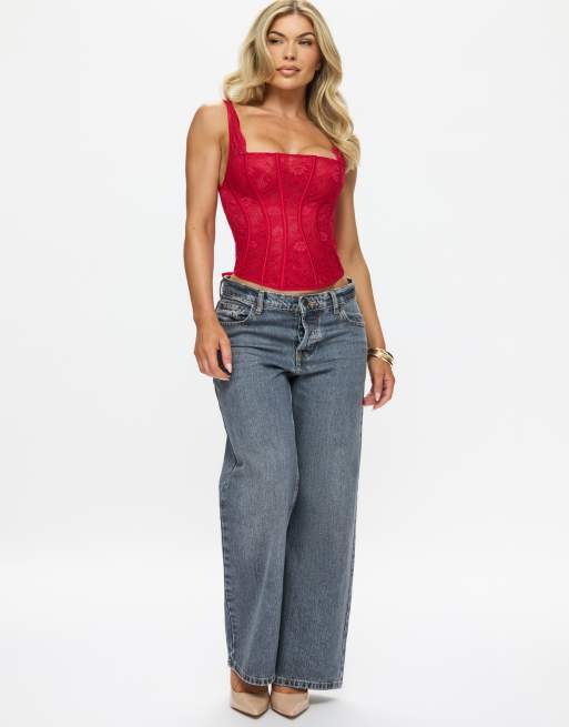 Ann Summers Halloween Modern muse lace corset top in red, 3 of 4