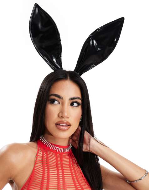 Ann Summers Halloween vinyl bunny ears headband in black - view 1