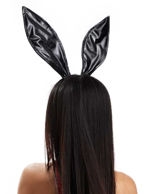 Ann Summers Halloween vinyl bunny ears headband in black, 3 of 4
