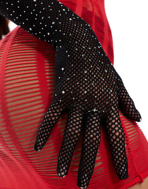 Ann Summers - Handschoenen met siersteentjes in zwart, 2 van 4