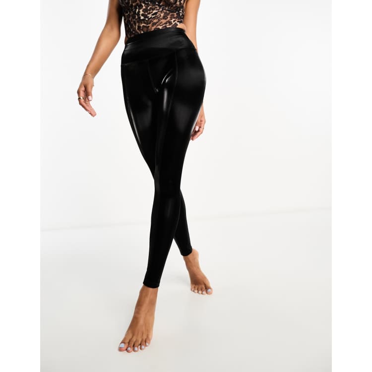 Ann Summers Hosiery The Pu Diamante Side Leggings - Black