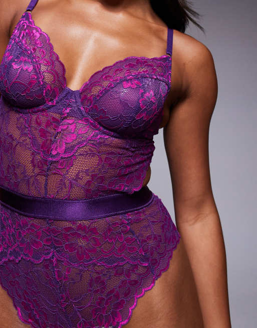 Ann Summers - Hold Me Tight - Lilla/lyserød bodystocking med to nuancer, 2 af 3