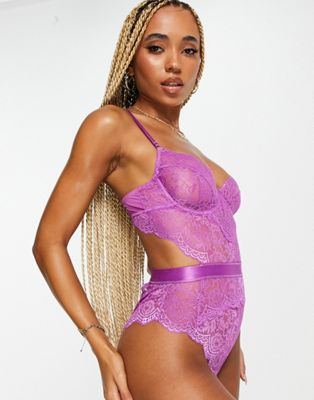 Ann Summers Hold Me Tight underwire lace bodysuit in orchid-Pink