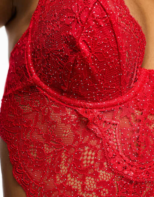 Ann Summers - Hold Me Tight - Vestito rosso con spalline in strass , 4 di 4