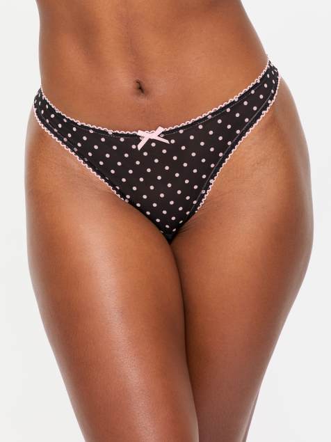 Ann Summers I'm yours crotchless brazilian knickers in black/pink - view 1