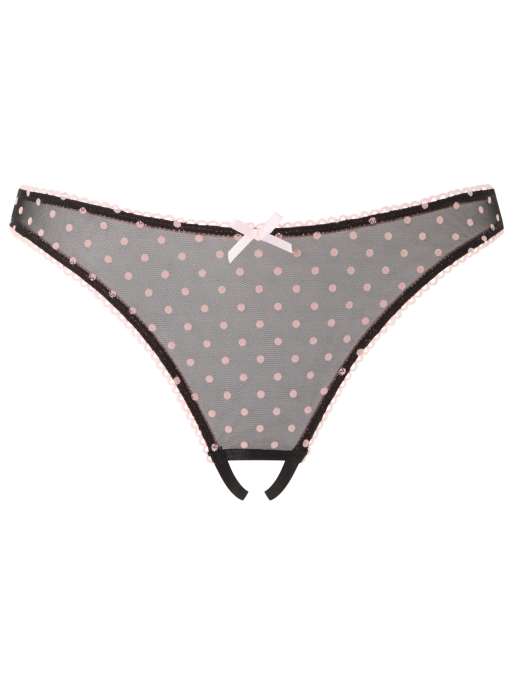 Ann Summers I'm yours crotchless brazilian knickers in black/pink, 3 of 3