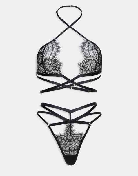 Ann Summers Infinite crotchless foldover set in Black - BLACK - view 1