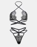 [Ann Summers] Ann Summers Infinite crotchless foldover set in black L Black