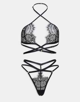 Ann Summers - Infinite - Foldover-Set in Schwarz mit offenem Schritt
