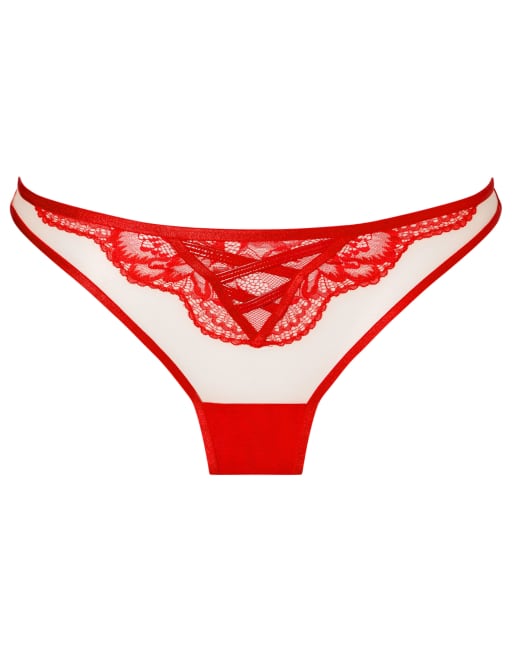 Ann Summers Kiss me later lace thong in bright red, 3 of 3