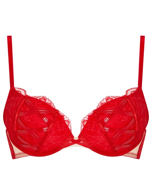 Ann Summers Kiss me later padded plunge bra in bright red, 3 of 3