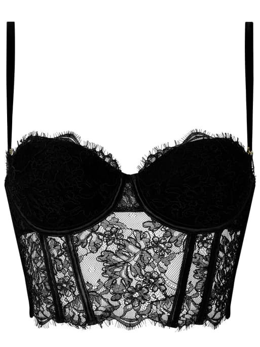 Ann Summers Lace envy padded underwired corset top in black, 4 of 4