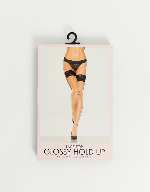 Ann Summers Lace Top Glossy Hold Up Stockings