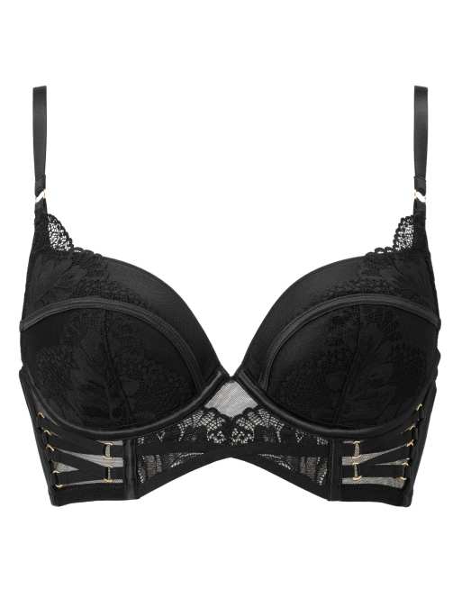 Ann Summers Laced in love padded plunge bra in black, 3 of 4